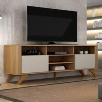 Rack para TV até 65 Polegadas MDF 180cm Pés em Madeira Maciça Mariana Bege Cinamomo/Off White