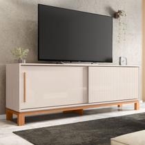 Rack para TV Até 65 Polegadas Mondrian 2 Portas Ripado 3d Off White/Freijó - Caemmun Rack para TV Até 65 Polegadas Mondrian 2 Portas Ripado 3d Off White/Freijó - Caemmun