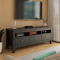 Rack para TV Até 65 Polegadas Spazio 3 Gavetas Preto - Panorama Móveis