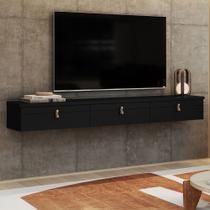 Rack para TV Até 65 Polegadas Suspenso Zaffira 3 Portas Preto - Pnr Móveis