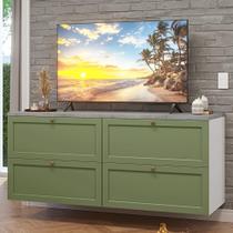 Rack para TV até 70 Polegadas 160cm 4 Gavetas Branco/Verde Vik Madesa 04