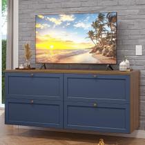 Rack Para Tv Até 70 Polegadas 160cm 4 Gavetas Vik Madesa 04 Rustic-azul