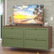 Rack Para Tv Até 70 Polegadas 160cm 4 Gavetas Vik Madesa 04 Rustic-verde