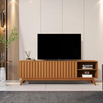 Rack para TV até 70 Polegadas MDF 180cm Pés em Madeira Maciça Bancada Sala de Estar Marrom Nature Rack para TV até 70 Polegadas MDF 180cm Pés em Madeira Maciça Bancada Sala de Estar Marrom Nature