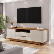 Rack para TV até 70 Polegadas MDF com Laterais Curvas 180cm Pés em Madeira Maciça Rack para TV até 70 Polegadas MDF com Laterais Curvas 180cm Pés em Madeira Maciça