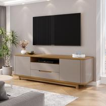 Rack para TV até 70 Polegadas MDF com Laterais Curvas 180cm Pés em Madeira Maciça Rack para TV até 70 Polegadas MDF com Laterais Curvas 180cm Pés em Madeira Maciça
