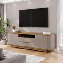 Rack para TV até 70 Polegadas MDF com Laterais Curvas 180cm Pés em Madeira Maciça