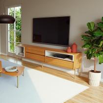 Rack para TV até 70 Polegadas Melin 100% MDF 3 Gavetas Freijó e Off White