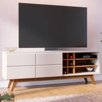 Rack para TV Até 70 Polegadas Noronha 2 Portas 2 Prateleiras Off White Matte/Freijó - Colibri