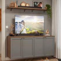 Rack para TV até 70 Polegadas + Prateleiras 160cm Rustic/Cinza Vik Madesa 05