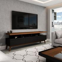 Rack para TV Até 70 Polegadas Street 3 Gavetas Black/Freijo - Panorama Móveis