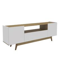 Rack para TV até 72 Polegadas 2 Portas Porto Belo 180cm Cor Branco/Mel - Mademóvel Rack para TV até 72 Polegadas 2 Portas Porto Belo 180cm Cor Branco/Mel - Mademóvel