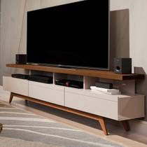 Rack para TV Até 72 Polegadas Vivare Wood 3 Gavetas Off White/Freijo - Giga Móveis