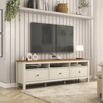 Rack para TV até 75 Polegadas 100% MDF 180cm Bege Pés em Madeira Maciça Ananda CabeCasa MadeiraOriginals