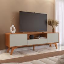 Rack para TV até 75 Polegadas 100% MDF 180cm Pés em Madeira Maciça Ares Bege