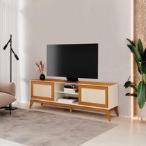Rack para TV até 75 Polegadas 100% MDF 180cm Portas em Tela Rattan Andros Bege Off White/Cedro