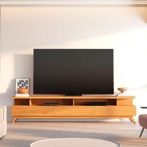 Rack para TV até 75 Polegadas 100% MDF 217cm Pés em Madeira Maciça Yucca CabeCasa MadeiraOriginals Bege Nature