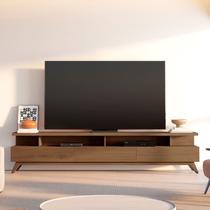 Rack para TV até 75 Polegadas 100% MDF 217cm Pés em Madeira Maciça Yucca CabeCasa MadeiraOriginals Marrom Cedro