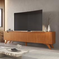 Rack para TV até 75 Polegadas 100% MDF 220cm Pés em Madeira Maciça 4 Portas Grécia Rack para TV até 75 Polegadas 100% MDF 220cm Pés em Madeira Maciça 4 Portas Grécia