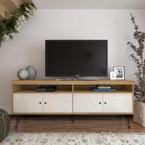 Rack para TV até 75 Polegadas 160cm Tampo Metal Liberty Marrom Carvalho/Off White