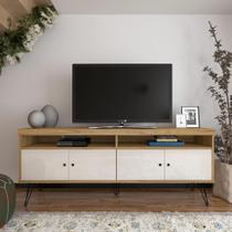 Rack para TV até 75 Polegadas 160cm Tampo Metal Liberty Marrom Carvalho/Off White Rack para TV até 75 Polegadas 160cm Tampo Metal Liberty Marrom Carvalho/Off White