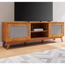 Rack para TV até 75 Polegadas 180,5cm 2 Portas com Palha Natural 1 Prateleira Nolan Bege Mel