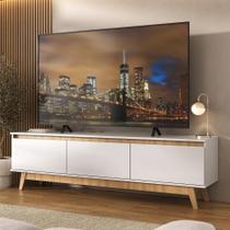 Rack Para Tv Até 75 Polegadas 180cm 3 Portas Retrô Multimóveis MP1102 Branco-madeirado