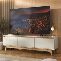 Rack Para Tv Até 75 Polegadas 180cm 3 Portas Retrô Multimóveis MP1102 Off White-madeirado