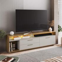 Rack para TV até 75 Polegadas 2 Gavetas com iluminação Led Reims Art In Móveis Rack para TV até 75 Polegadas 2 Gavetas com iluminação Led Reims Art In Móveis