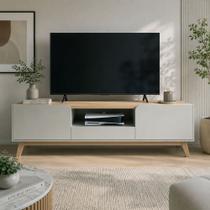 Rack para TV até 75 Polegadas 2 Portas 1 Gaveta com Pés de Madeira R1496 Tecno Mobili Rack para TV até 75 Polegadas 2 Portas 1 Gaveta com Pés de Madeira R1496 Tecno Mobili