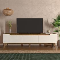 Rack para TV até 75 Polegadas 2 Portas 1 Gaveta MDF 180cm Liverpool Yescasa Off White/Pinho