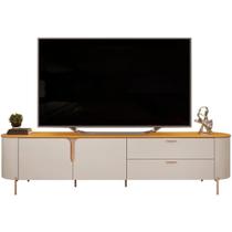 Rack para Tv até 75 Polegadas 2 Portas 2 Gavetas com Led Celine Off White 240cm Rack para Tv até 75 Polegadas 2 Portas 2 Gavetas com Led Celine Off White 240cm