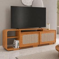 Rack para TV até 75 Polegadas 2 Portas Palinha 180cm Santorini Marrom Mel/Palha Natural Rack para TV até 75 Polegadas 2 Portas Palinha 180cm Santorini Marrom Mel/Palha Natural