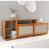 Rack para TV até 75 Polegadas 2 Portas Palinha 180cm Santorini Marrom Mel/Palha Natural Rack para TV até 75 Polegadas 2 Portas Palinha 180cm Santorini Marrom Mel/Palha Natural