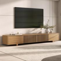 Rack para TV até 75 Polegadas 210cm Portas Ripadas Aruá CabeCasa MadeiraOriginals Marrom Jatobá
