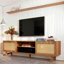 Rack para TV até 75 Polegadas 220cm em Madeira Maciça Porta Rattan Magna Cabecasamadeiraoriginals