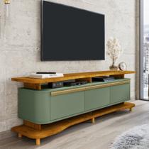 Rack para TV Até 75 Polegadas 3 Portas com Pés de Madeira Maciça Guarapari Bechara