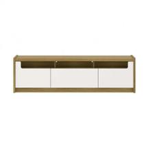 Rack para Tv até 75 Polegadas 3 Portas Oslo Off White e Freijó 180cm Rack para Tv até 75 Polegadas 3 Portas Oslo Off White e Freijó 180cm