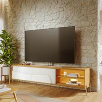 Rack para TV Até 75 Polegadas Amalfi 2 Portas 1 Prateleira com Led Naturale/Off White Matte - Colibri