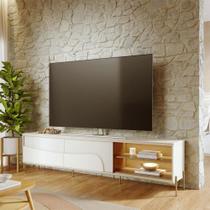 Rack para TV Até 75 Polegadas Amalfi 2 Portas 1 Prateleira com Led Off White Matte/Freijó - Colibri