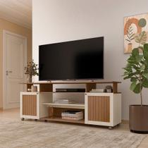 Rack para TV até 75 polegadas Artely Ipanema, Cinamomo e Off White, 180 cm
