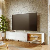 Rack para TV até 75 Polegadas com LED MDF 216,8cm Pés em Madeira Maciça Led Amalfi Rack para TV até 75 Polegadas com LED MDF 216,8cm Pés em Madeira Maciça Led Amalfi