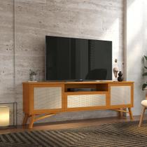 Rack para TV até 75 Polegadas com Pés em Madeira Rattan 178CM Rack para TV até 75 Polegadas com Pés em Madeira Rattan 178CM