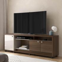 Rack Para Tv Até 75 Polegadas Dallas Com 3 Portas E Rodízios Imbuia/off White - Lukaliam