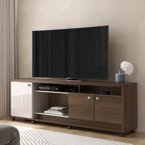 Rack para TV até 75 polegadas Dallas com 3 Portas e Rodízios Imbuia/Off White - Lukaliam Rack para TV até 75 polegadas Dallas com 3 Portas e Rodízios Imbuia/Off White - Lukaliam