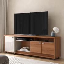 Rack Para Tv Até 75 Polegadas Dallas Com 3 Portas E Rodízios Jequitibá/off White - Lukaliam Rack Para Tv Até 75 Polegadas Dallas Com 3 Portas E Rodízios Jequitibá/off White - Lukaliam