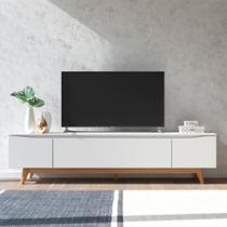 Rack para TV até 75 Polegadas Flynt Off White e Natural 219 cm - Modern Rack para TV até 75 Polegadas Flynt Off White e Natural 219 cm - Modern