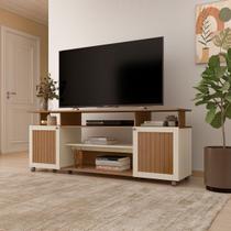 Rack para TV Até 75 Polegadas Ipanema 2 Portas Cinamomo/Off White - Artely Rack para TV Até 75 Polegadas Ipanema 2 Portas Cinamomo/Off White - Artely