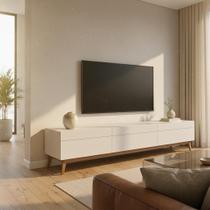 Rack para TV até 75 Polegadas Mazza 3 Gavetas Branco Rack para TV até 75 Polegadas Mazza 3 Gavetas Branco