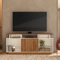 Rack para TV até 75 Polegadas MDF 160cm Salvador Bege Off White/Amendoa Rack para TV até 75 Polegadas MDF 160cm Salvador Bege Off White/Amendoa